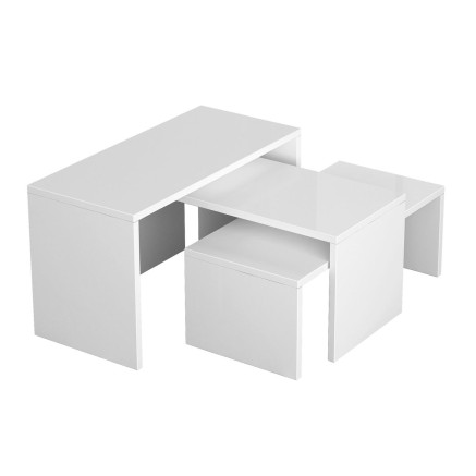 Jeu de 3 tables Alexandra House Living Blanc Bois MDP 32 x 65 x 30 cm