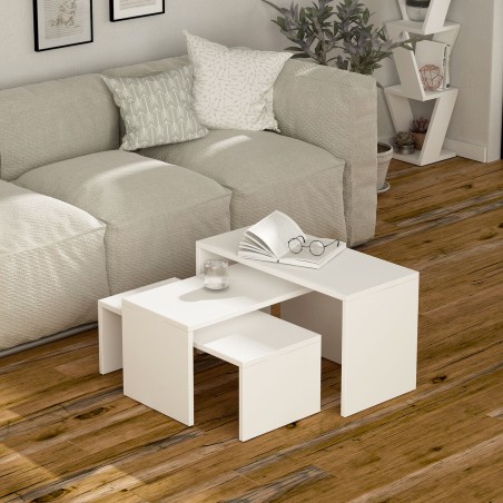 Set van 3 tafels Alexandra House Living Wit Hout MDP 32 x 65 x 30 cm 2