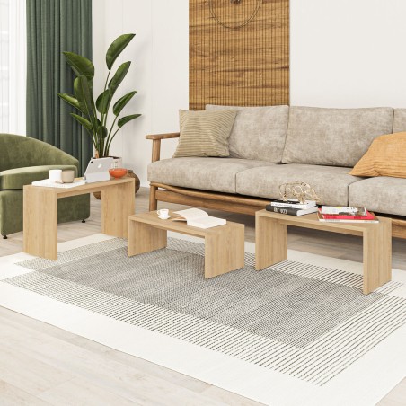 Jeu de 3 tables Alexandra House Living Chêne Bois MDP 32 x 65 x 30 cm