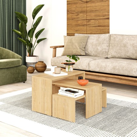 Jeu de 3 tables Alexandra House Living Chêne Bois MDP 32 x 65 x 30 cm