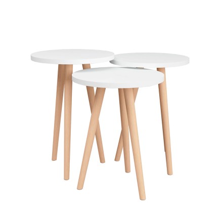 Set de 3 Tables Gigognes Alexandra House Living Blanc Naturel Bois MDP