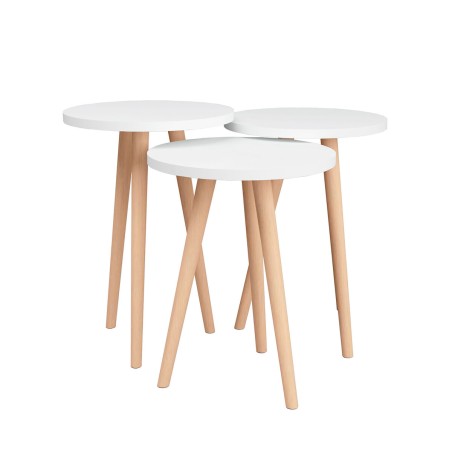 Set de 3 Tables Gigognes Alexandra House Living Blanc Naturel Bois MDP