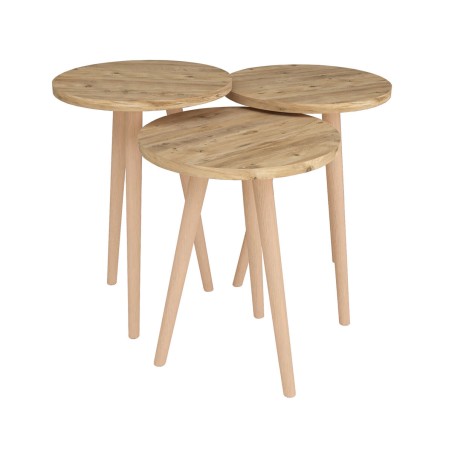 Set of 3 small tables Alexandra House Living Natural Oak Wood MDP 35 x