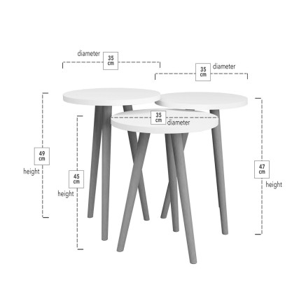 3er-Set Tischchen Alexandra House Living natürlich Eg Holz MDP 35 x 4 2