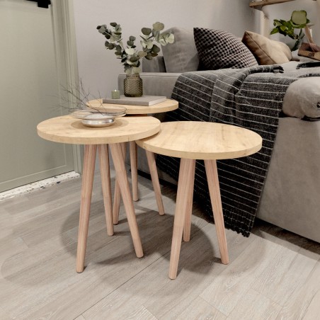 Set de 3 Tables Gigognes Alexandra House Living Naturel Chêne Bois MD