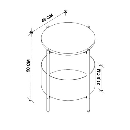 Table d'appoint Alexandra House Living Noir Gris Chêne Métal Bois MD 2