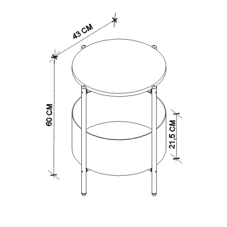 Side table Alexandra House Living Black Grey Oak Metal Wood MDP 43 x 6