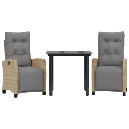 Ensemble à manger de jardin et coussins 3 pcs mélange beige 2