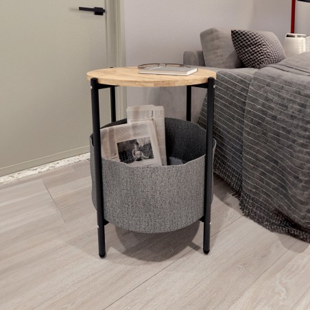 Table d'appoint Alexandra House Living Noir Gris Chêne Métal Bois MD