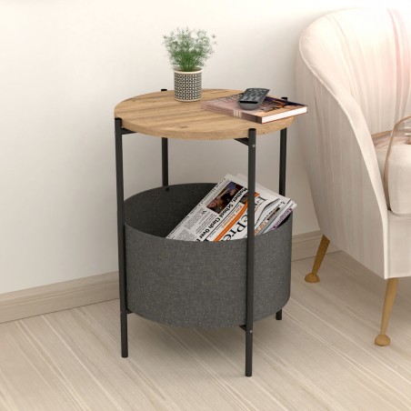Table d'appoint Alexandra House Living Noir Gris Chêne Métal Bois MD
