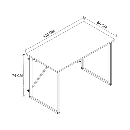 Desk Alexandra House Living Black Oak Metal Wood MDP 120 x 75 x 60 cm 2