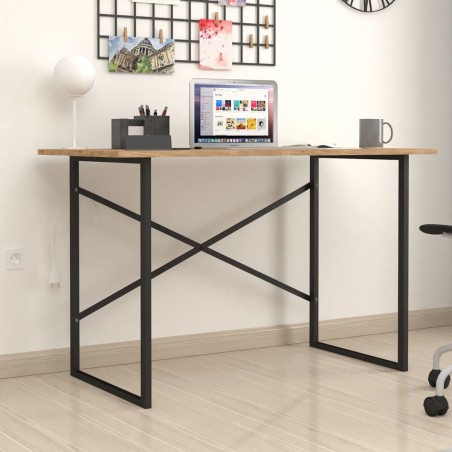 Desk Alexandra House Living Black Oak Metal Wood MDP 120 x 75 x 60 cm
