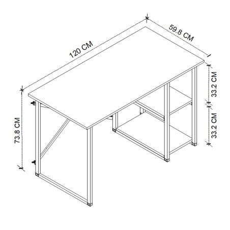 Desk Alexandra House Living Black Oak Metal Wood MDP 120 x 75 x 60 cm