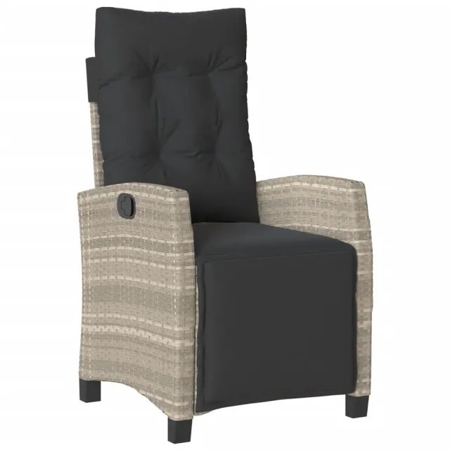 Ensemble à manger de jardin 3pcs coussins gris clair poly rotin