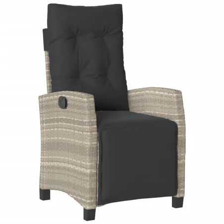 Ensemble à manger de jardin 3pcs coussins gris clair poly rotin