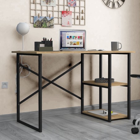 Desk Alexandra House Living Black Oak Metal Wood MDP 120 x 75 x 60 cm