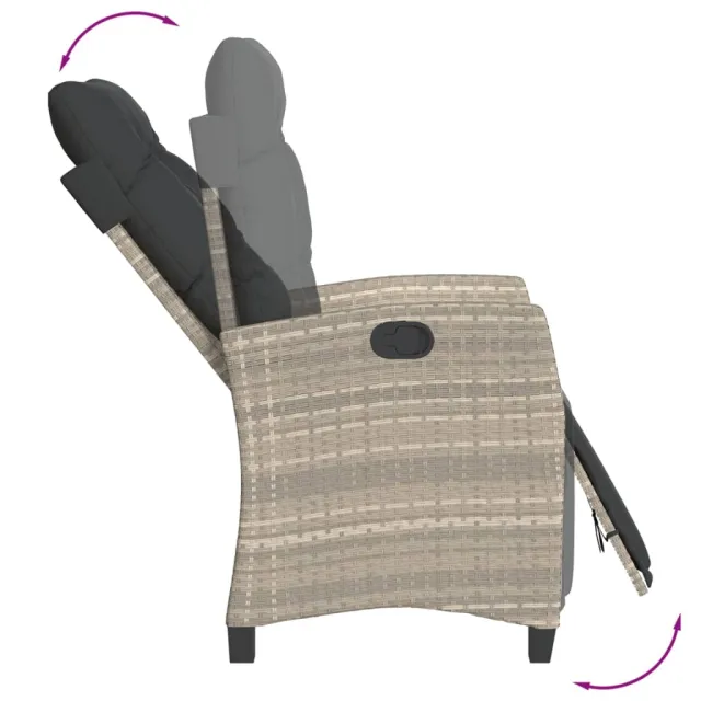 Ensemble à manger de jardin et coussins 5 pcs gris clair rotin