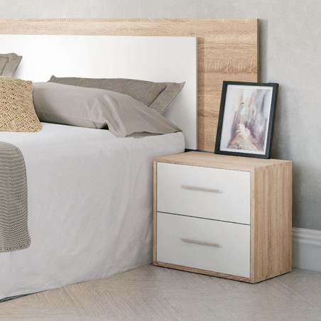 Mesita de Noche Alexandra House Living Blanco Metal Madera MDP 40 x 41