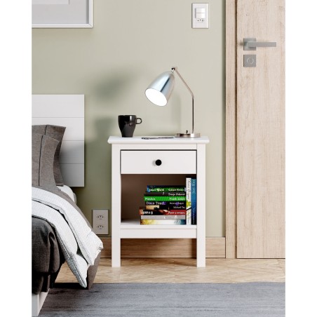 Table de Nuit Alexandra House Living Blanc Métal Bois de pin 47 x 60