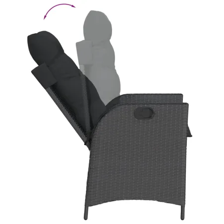 Ensemble à manger de jardin coussins 5pcs Noir Résine tressée