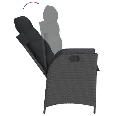 Ensemble à manger de jardin coussins 7pcs Noir Résine tressée