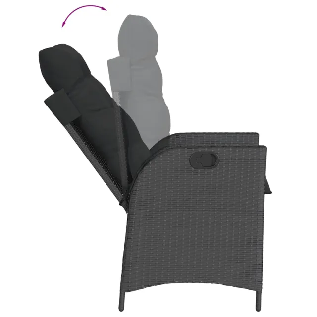 Ensemble à manger de jardin coussins 7pcs Noir Résine tressée