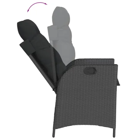 Ensemble à manger de jardin coussins 7pcs Noir Résine tressée