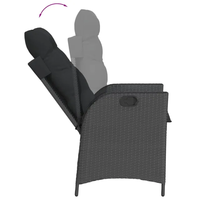Ensemble à manger de jardin 9pcs coussins noir résine tressée