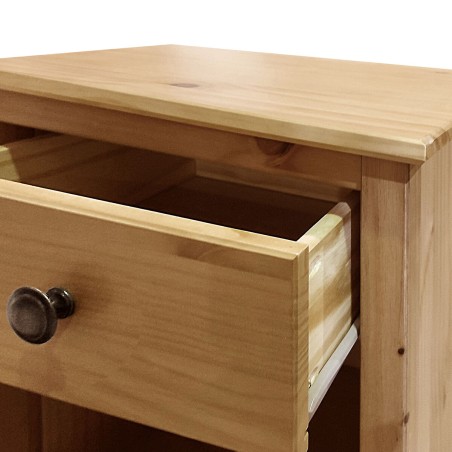 Mesita de Noche Alexandra House Living Miel Roble Metal Madera de pino