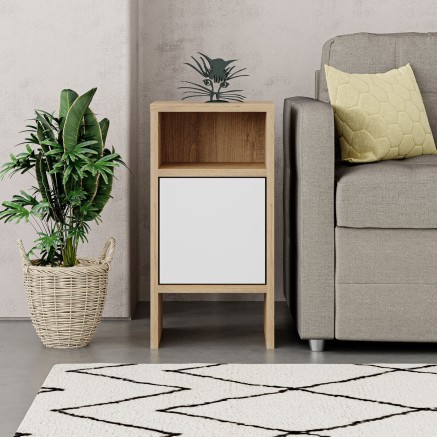 Mesita de Noche Alexandra House Living Blanco Marrón Madera MDP 29 x 2