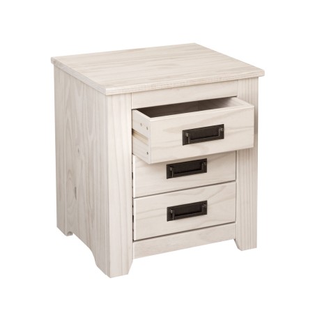 Mesita de Noche Alexandra House Living Blanco Metal Madera de pino 43
