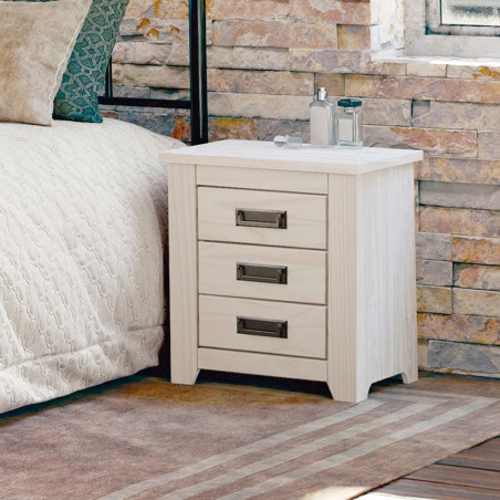 Mesita de Noche Alexandra House Living Blanco Metal Madera de pino 43