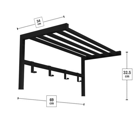 Perchero con Balda Alexandra House Living Negro Metal 69 x 32 x 34 cm 2