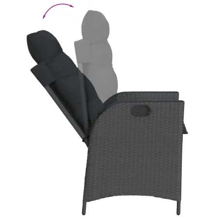 Ensemble à manger de jardin coussins 5pcs Noir Résine tressée