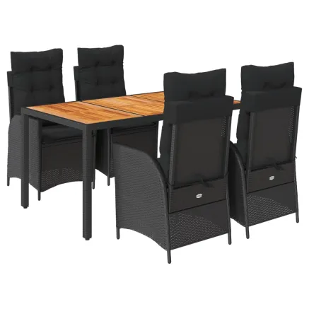 Ensemble à manger de jardin coussins 5pcs Noir Résine tressée 2