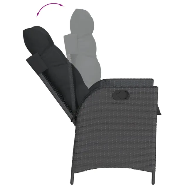 Ensemble à manger de jardin coussins 7pcs Noir Résine tressée