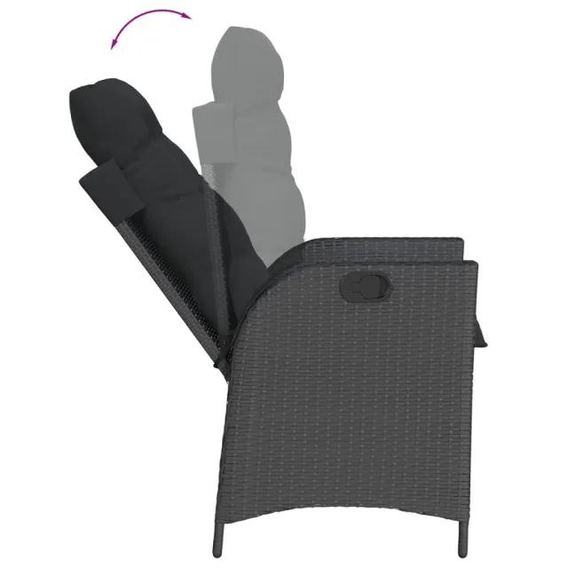 Ensemble à manger de jardin 9pcs coussins noir résine tressée