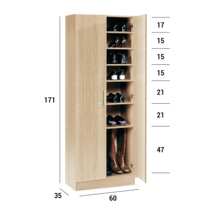 Armadio scarpiera Alexandra House Living Marrone Chiaro 59 x 171 x 35 2