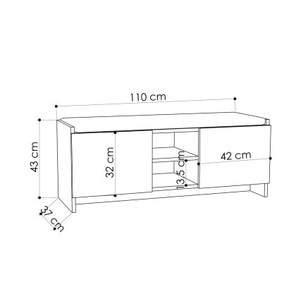 Banco zapatero Alexandra House Living Marrón Gris 110 x 43 x 37 cm 2 2
