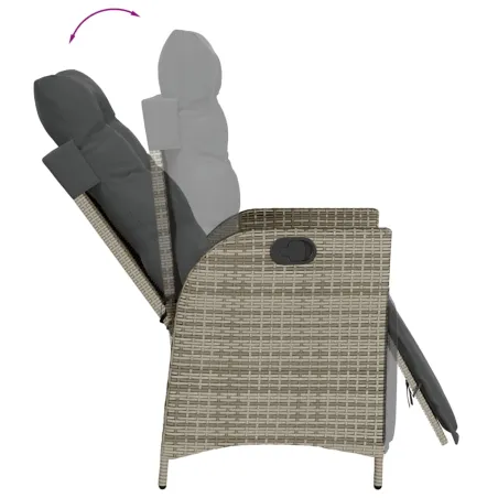 Ensemble à manger de jardin et coussins 7 pcs gris rotin