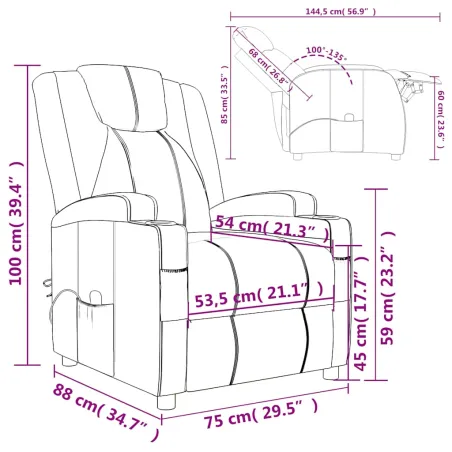 Fauteuil de massage Noir Similicuir
