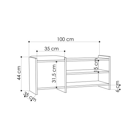 Banco zapatero Alexandra House Living Blanco Gris 100 x 44 x 35 cm 2 E 2