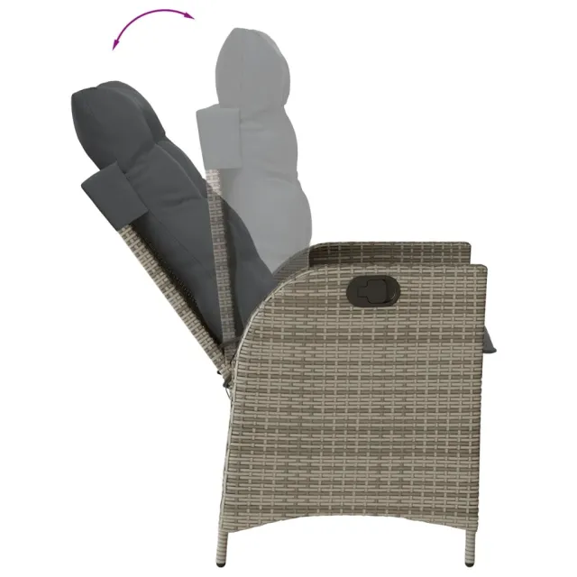 Ensemble à manger de jardin 9 pcs coussins gris résine tressée