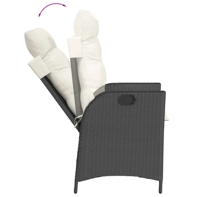Ensemble à manger de jardin coussins 7pcs Noir Résine tressée