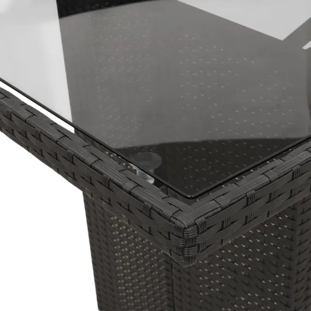 Ensemble à manger de jardin coussins 7pcs Noir Résine tressée