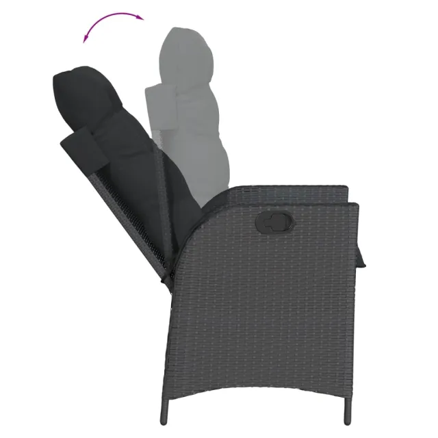 Ensemble à manger de jardin 9pcs coussins noir résine tressée