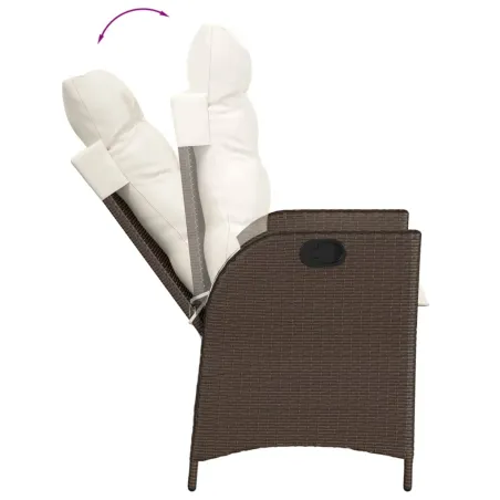 Ensemble à manger de jardin et coussins 9 pcs marron poly rotin