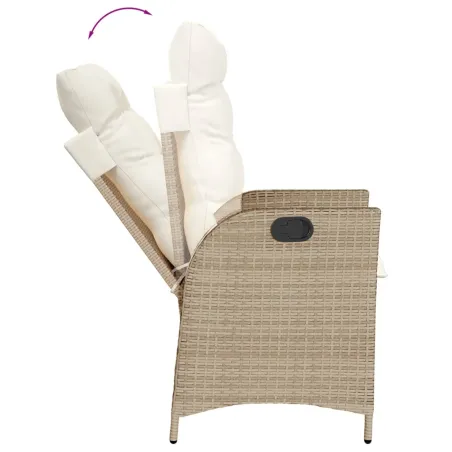 Ensemble à manger de jardin et coussins 9 pcs beige Poly rotin