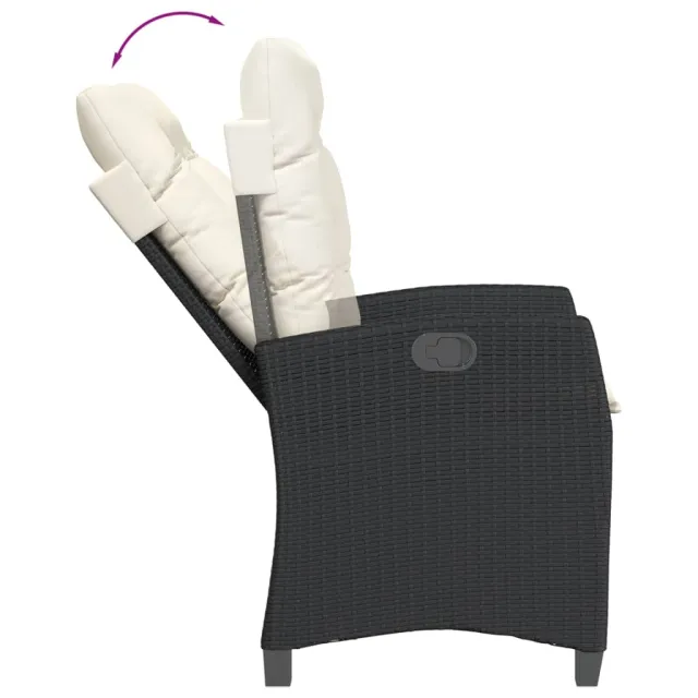 Ensemble à manger de jardin coussins 5pcs Noir Résine tressée