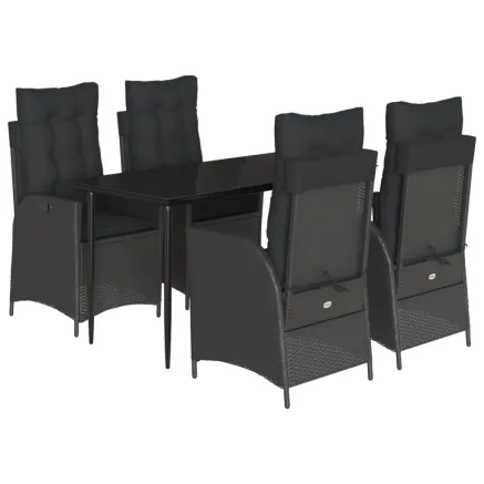 Ensemble à manger de jardin coussins 5pcs Noir Résine tressée 2